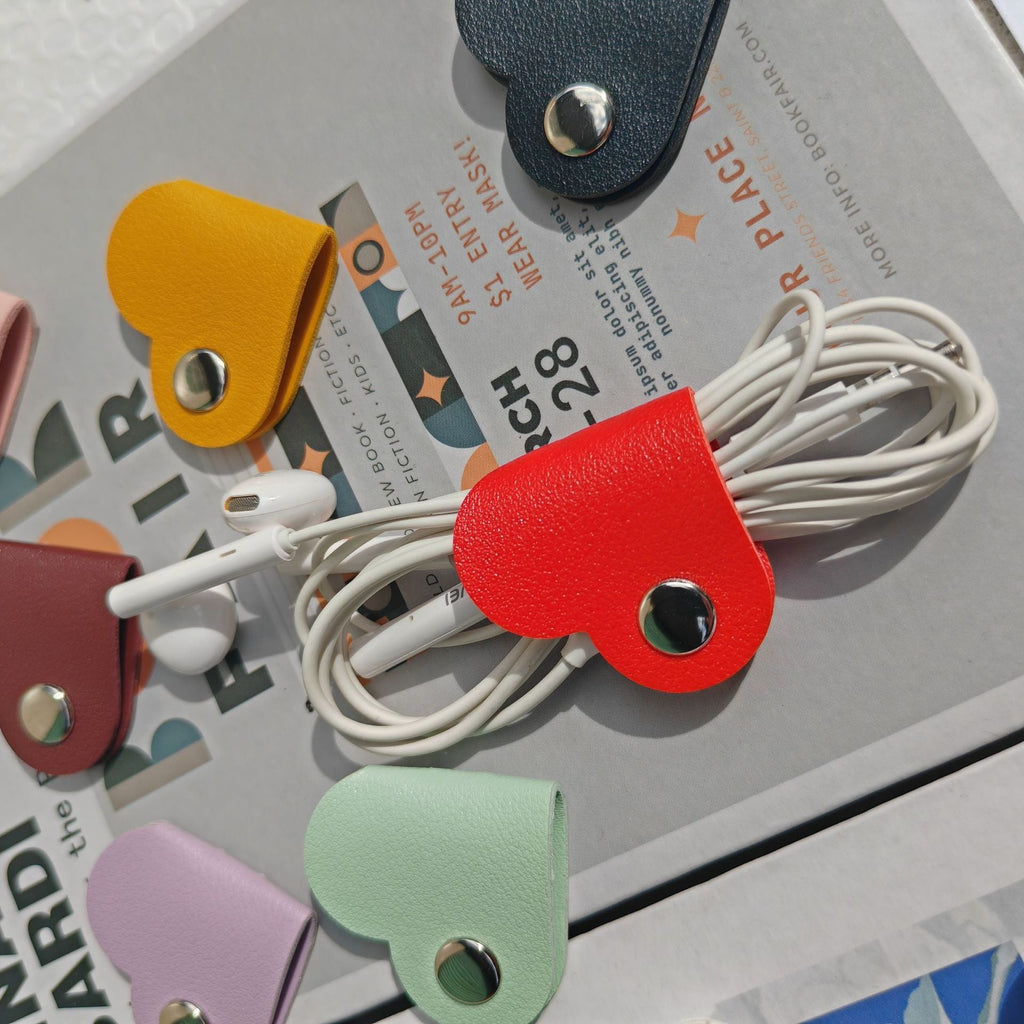 Custom Logo leather heart cable organizer | Premium Corporate Gifts and Custom Gifts